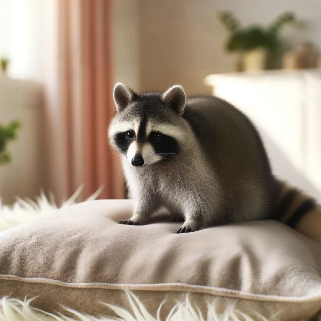 A raccoon, outside the cat-and-dog training classes